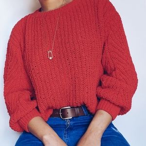 H&M Red Knitted Sweater Sz M